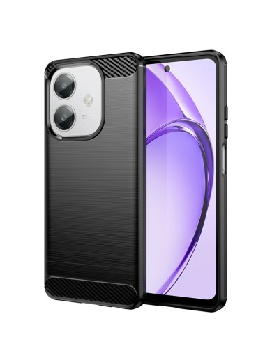 Мек удароустойчив гръб с текстура на карбонови влакна за Oppo A60 - черен