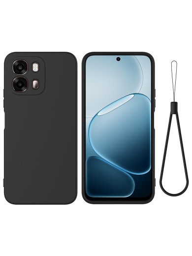 Предпазен устойчив на надраскване силиконов гръб с каишка за OPPO A6s - черен