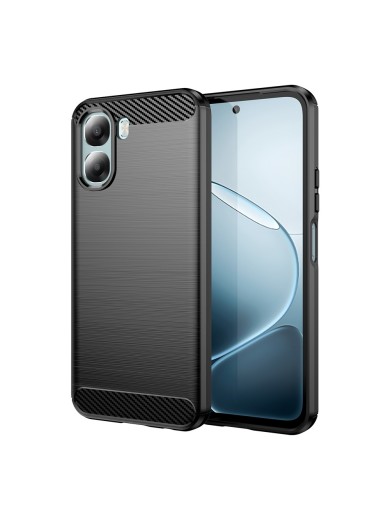 Мек удароустойчив гръб с текстура на карбонови влакна за Oppo A6x 4G - черен