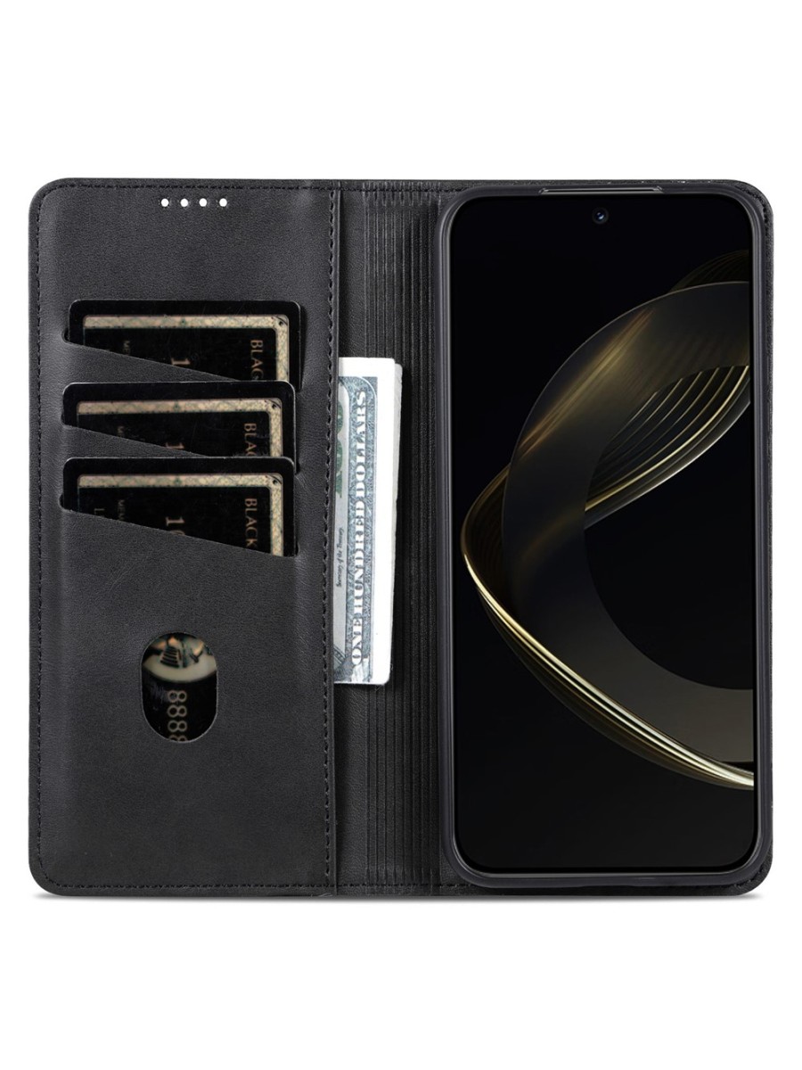 Калъф от еко кожа тип портмоне за Oppo A6x 4G - черен
