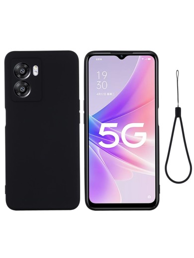 Предпазен удароустойчив силиконов гръб с каишка за Oppo A77 - черен Предпазен удароустойчив силиконов гръб с каишка за Oppo A77 - черен