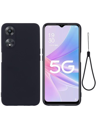 Предпазен удароустойчив силиконов гръб с каишка за Oppo A78 - черен