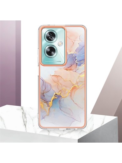 Предпазен удароустойчив гръб с мраморни шарки за Oppo A79 - розов