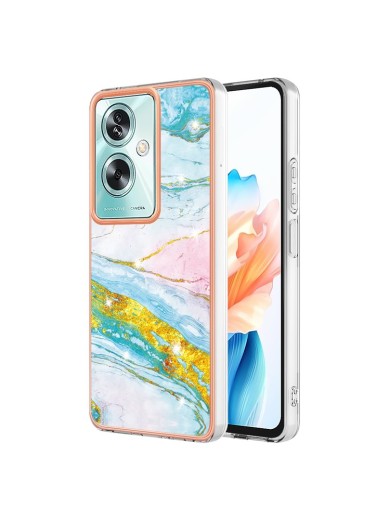 Предпазен удароустойчив гръб с мраморни шарки за Oppo A79 - зелен