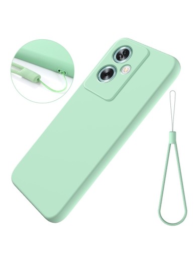 Предпазен удароустойчив силиконов гръб с каишка за Oppo A79 - зелен
