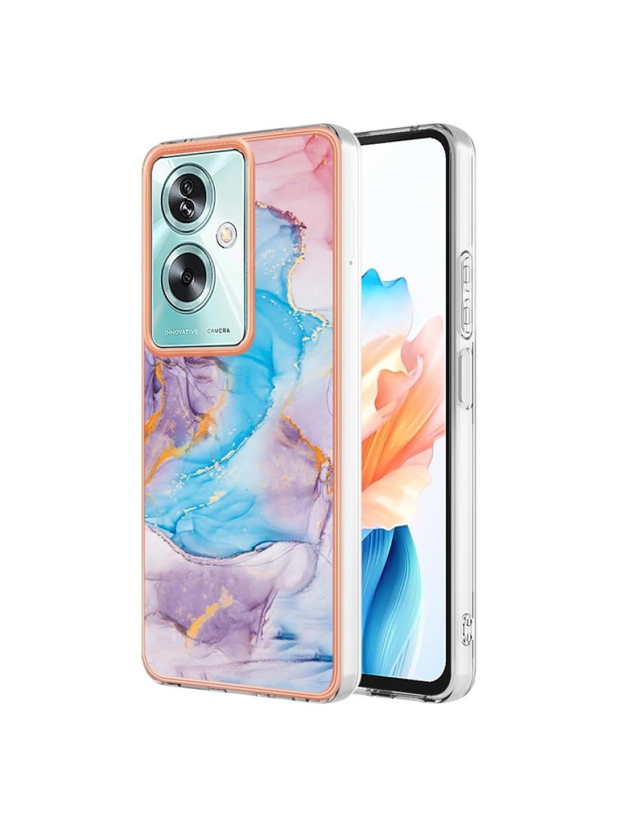 Предпазен удароустойчив гръб с мраморни шарки за Oppo A79 - син