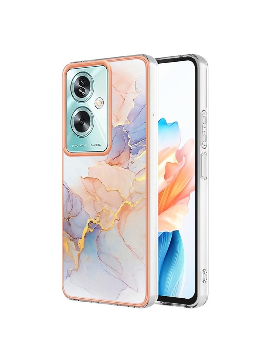 Предпазен удароустойчив гръб с мраморни шарки за Oppo A79 - розов