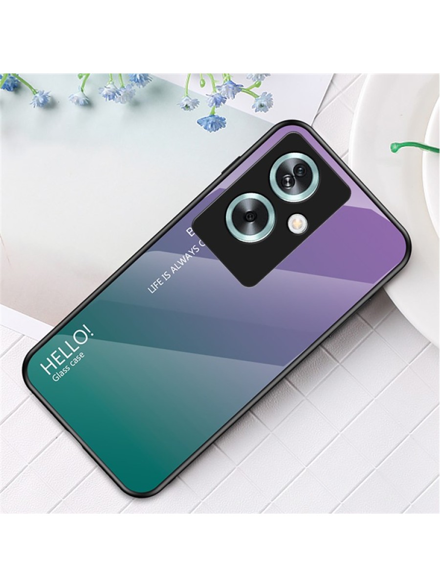 Предпазен гръб от закалено стъкло за Oppo A79 - лилав и зелен
