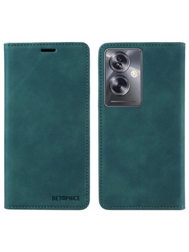 Калъф от еко кожа тип портмоне с RFID  блокираща технология за Oppo A79 - зелен