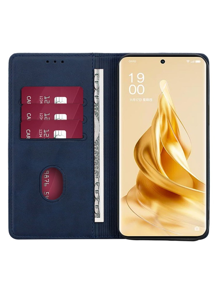 Калъф от еко кожа тип портмоне за Oppo A79 - син