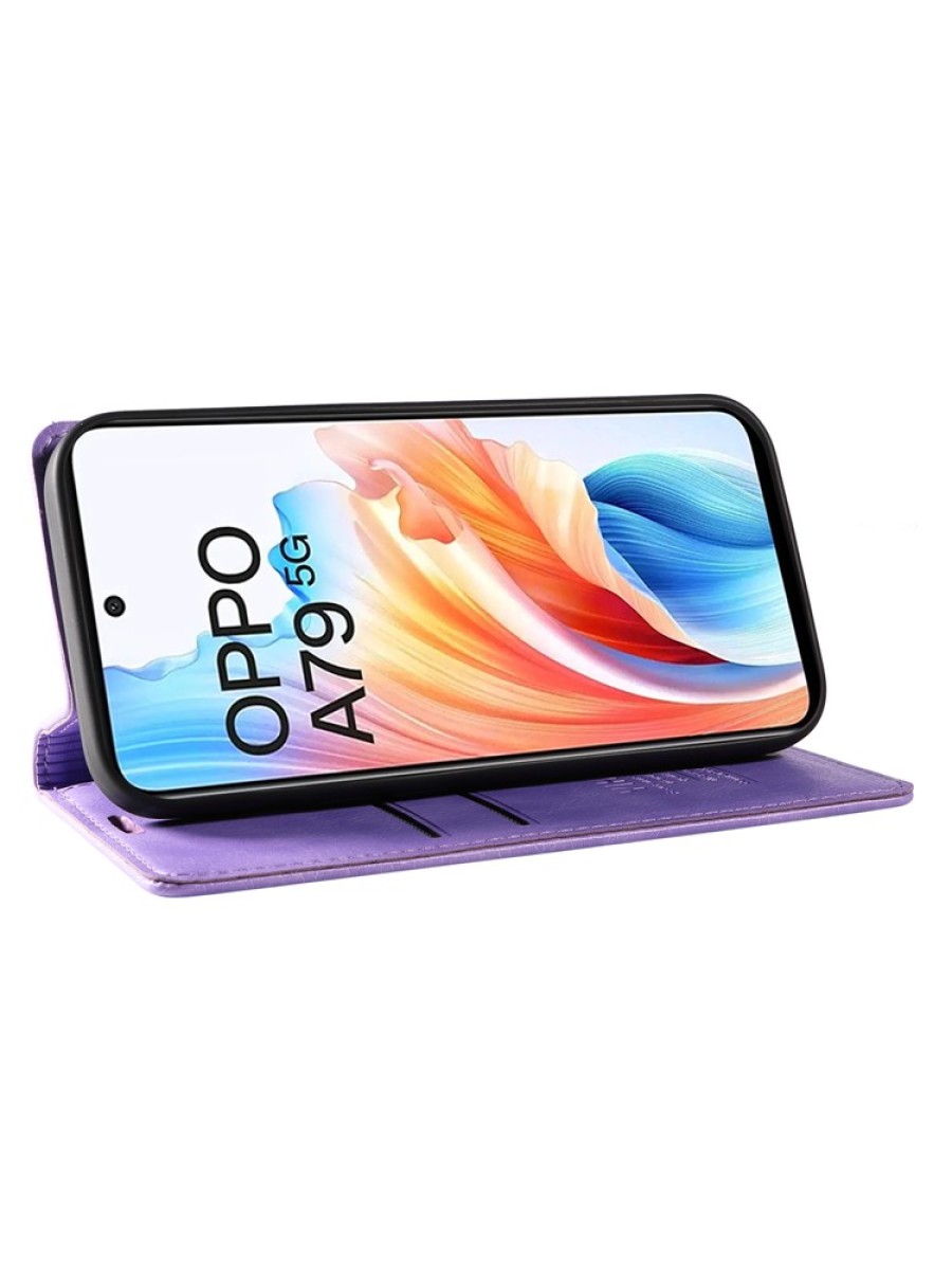 Калъф от еко кожа тип портмоне за Oppo A79 - лилав