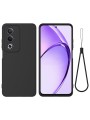 Предпазен удароустойчив силиконов гръб с каишка за Oppo A80 - черен