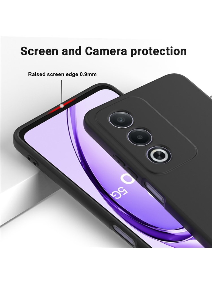 Предпазен удароустойчив силиконов гръб с каишка за Oppo A80 - черен