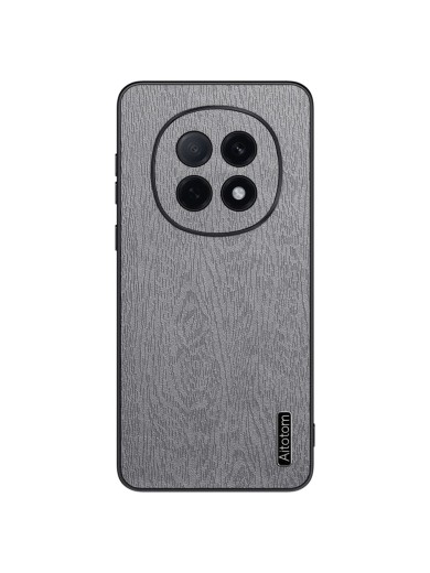 Удароустойчив гръб от еко кожа с дървесна текстура за Oppo F29 Pro - сив