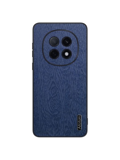 Удароустойчив гръб от еко кожа с дървесна текстура за Oppo F29 Pro - син