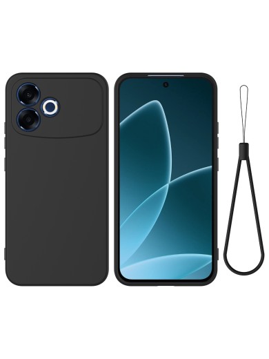 Предпазен устойчив на надраскване силиконов гръб с каишка за Oppo F33 Pro - черен