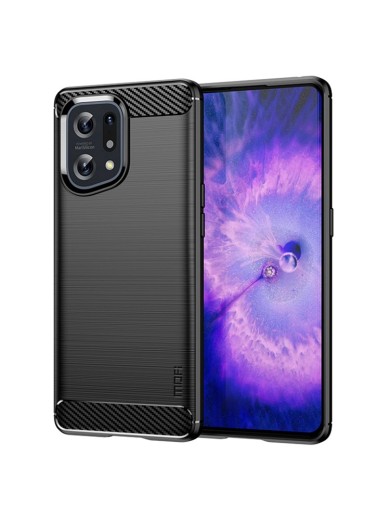 Мек предпазен гръб с текстура на карбонови влакна за Oppo Find X5 - черен Мек предпазен гръб с текстура на карбонови влакна за Oppo Find X5 - черен