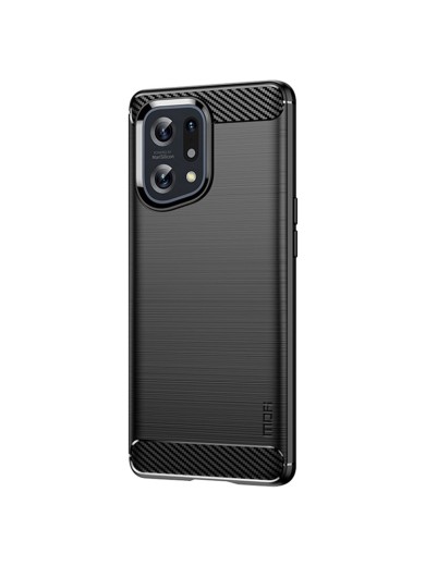 Мек предпазен гръб с текстура на карбонови влакна за Oppo Find X5 - черен