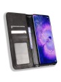 Калъф от еко кожа с ретро текстура тип портмоне за Oppo Find X5 - черен