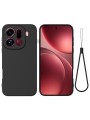 Предпазен устойчив на надраскване силиконов гръб с каишка за Oppo Find X9 Pro - черен