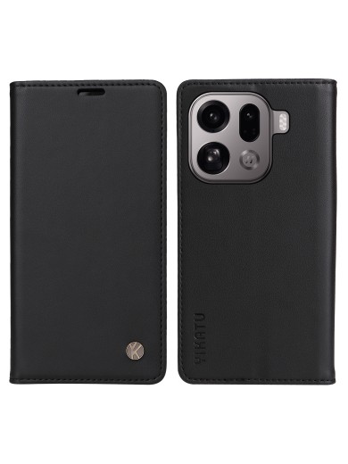 Калъф за телефон от еко кожа тип портмоне за Oppo Find X9 Pro - черен