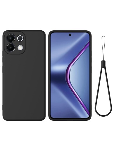 Предпазен устойчив на надраскване силиконов гръб с каишка за Oppo K13 - черен Предпазен устойчив на надраскване силиконов гръб с каишка за Oppo K13 - черен