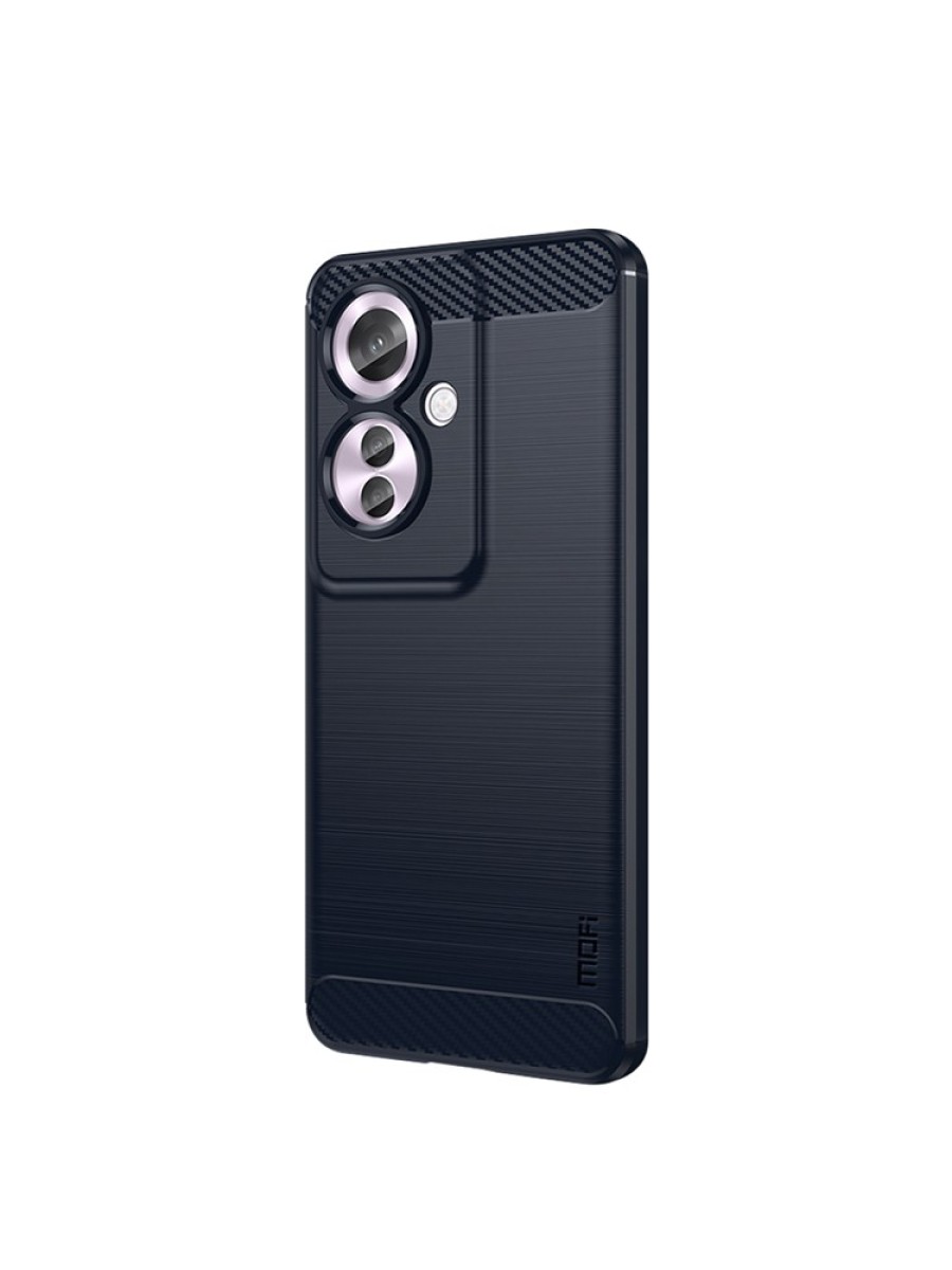 Мек предпазен гръб с текстура на карбонови влакна за Oppo Reno11 F - черен