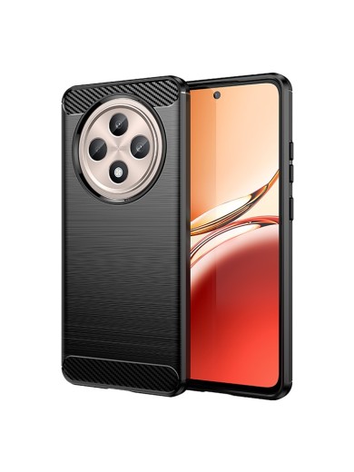 Мек удароустойчив гръб с текстура на карбонови влакна за Oppo Reno12 F 4G - черен