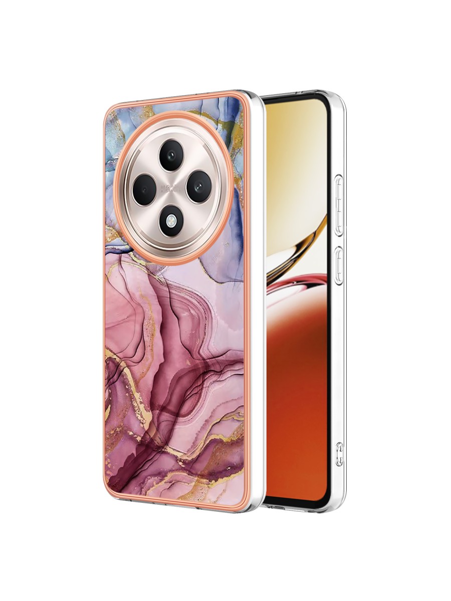Предпазен удароустойчив гръб с мраморни шарки за Oppo Reno12 F 4G - розов