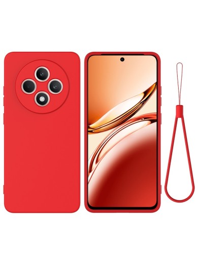 Предпазен удароустойчив силиконов гръб с каишка за Oppo Reno12 FS - червен Предпазен удароустойчив силиконов гръб с каишка за Oppo Reno12 FS - червен