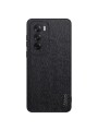 Удароустойчив гръб от еко кожа  с дървесна текстура за Oppo Reno12 Pro - черен
