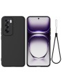 Предпазен удароустойчив силиконов гръб с каишка за Oppo Reno12 Pro - черен