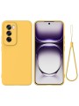 Предпазен удароустойчив силиконов гръб с каишка за Oppo Reno12 Pro - жълт