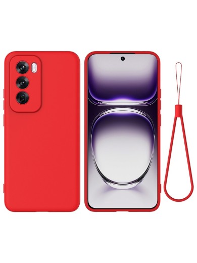Предпазен удароустойчив силиконов гръб с каишка за Oppo Reno12 Pro - червен