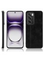 Предпазен гръб с текстура на телешка кожа за Oppo Reno12 Pro - черен
