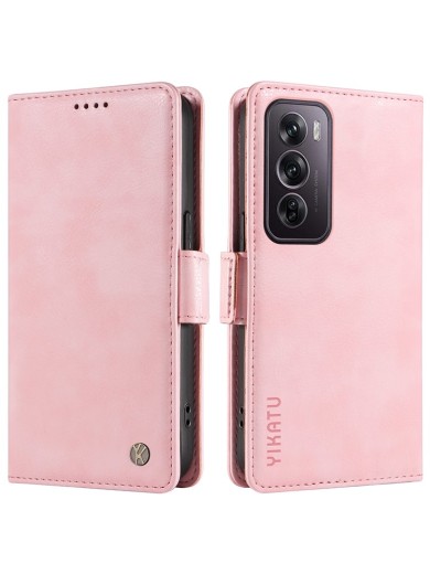 Калъф от еко кожа тип портмоне за Oppo Reno12 Pro - розов