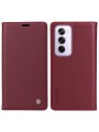 Калъф за телефон от еко кожа тип портмоне за Oppo Reno12 Pro - червен