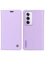 Калъф за телефон от еко кожа тип портмоне за Oppo Reno12 Pro - лилав