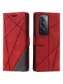 Калъф от еко кожа тип портмоне с линии за Oppo Reno12 Pro - червен
