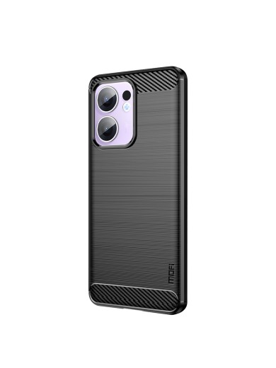 Мек предпазен гръб с текстура на карбонови влакна за Oppo Reno13 F - черен