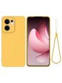Предпазен удароустойчив силиконов гръб с каишка за Oppo Reno13 F - жълт