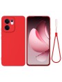 Предпазен удароустойчив силиконов гръб с каишка за Oppo Reno13 F - червен