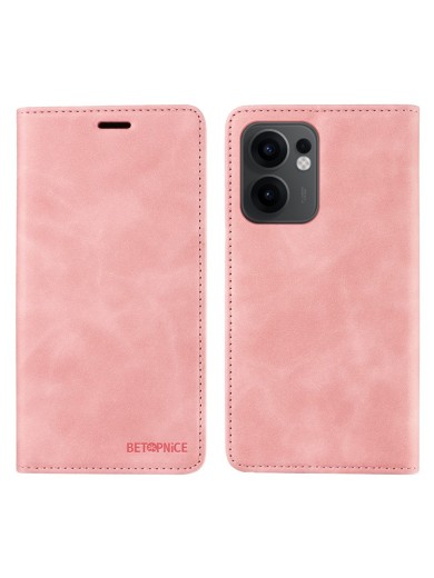 Калъф от еко кожа тип портмоне с RFID  блокираща технология за Oppo Reno13 F - розов