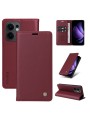 Калъф за телефон от еко кожа тип портмоне за Oppo Reno13 F - червен