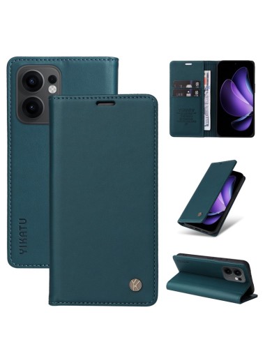 Калъф за телефон от еко кожа тип портмоне за Oppo Reno13 F - зелен