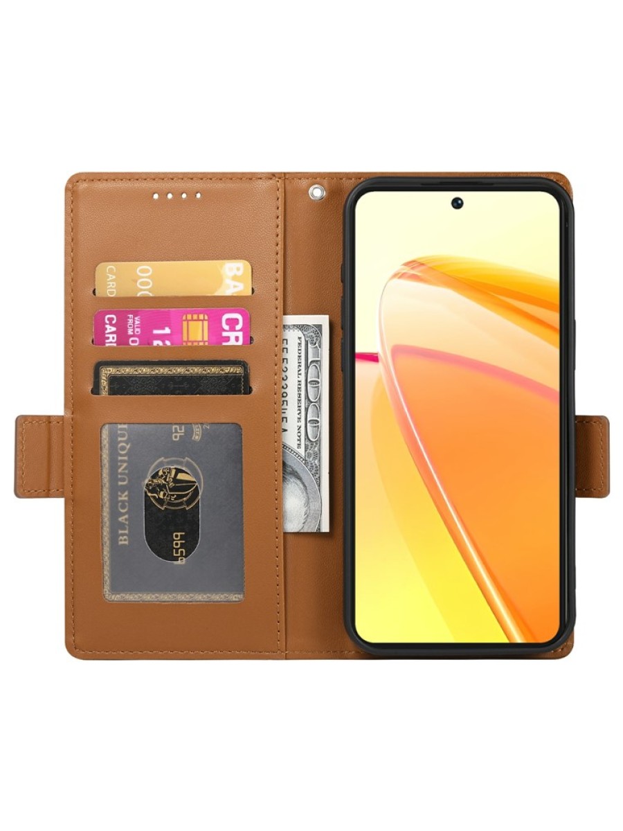Калъф от еко кожа тип портмоне за Oppo Reno13 F - кафяв