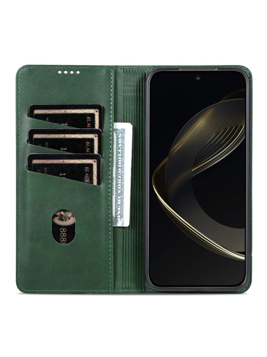 Калъф от еко кожа тип портмоне за Oppo Reno13 F - зелен