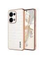 Предпазен гръб от еко кожа с крокодилски шарки за Oppo Reno13 - бял
