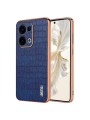 Предпазен гръб от еко кожа с крокодилски шарки за Oppo Reno13 - син