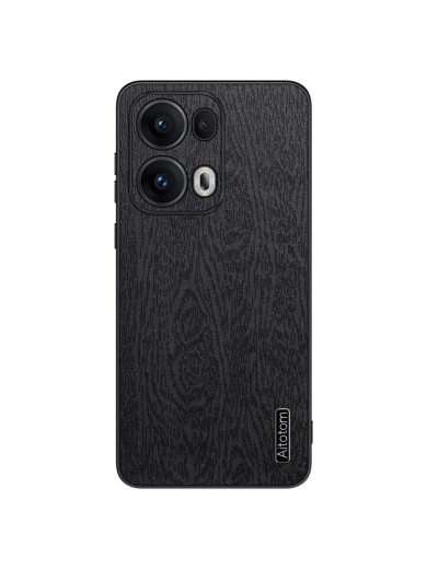 Удароустойчив гръб от еко кожа с дървесна текстура за Oppo Reno13 Pro - черен Удароустойчив гръб от еко кожа с дървесна текстура за Oppo Reno13 Pro - черен